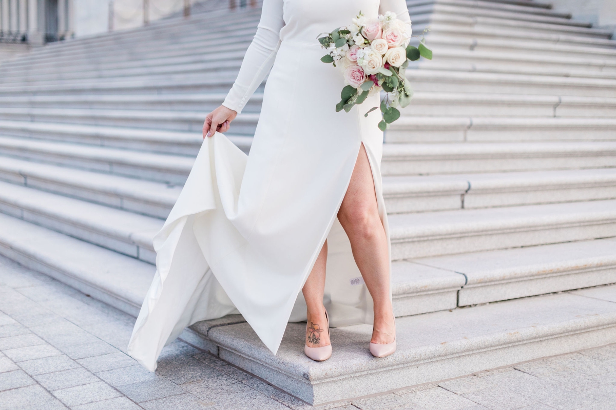 Bride and groom portraits in Washington DC at the Capitol Building