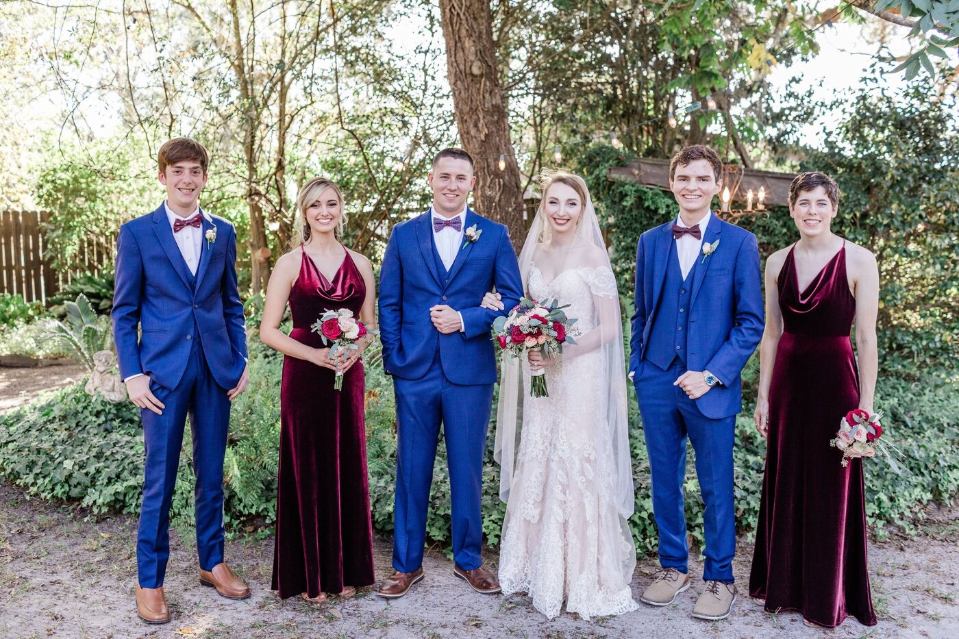 Burgundy and blue fall wedding in Savannah