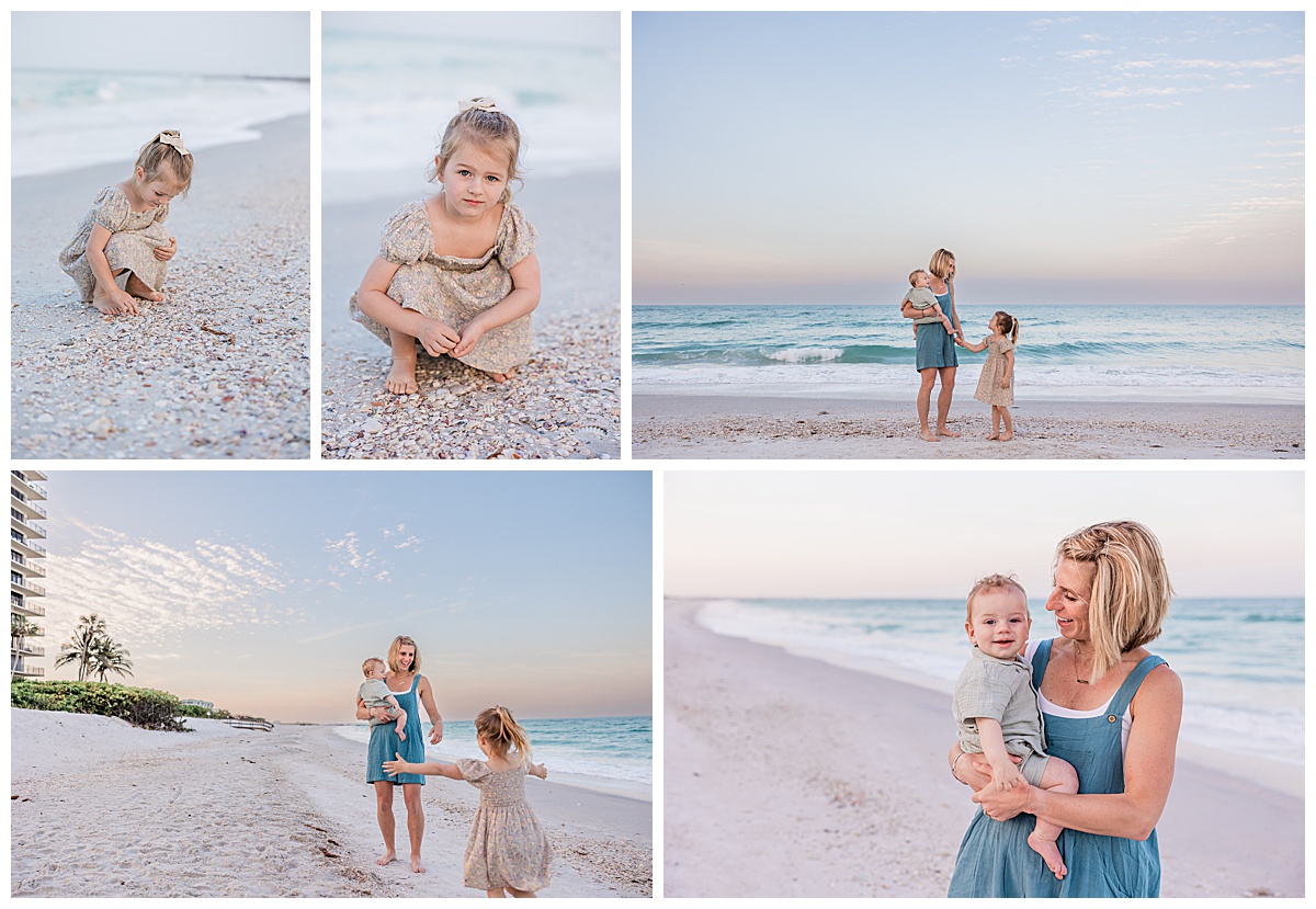 sunrise photo shoot on Sunset Beach in Treasure Island, FL with a family photographer in St Pete FL